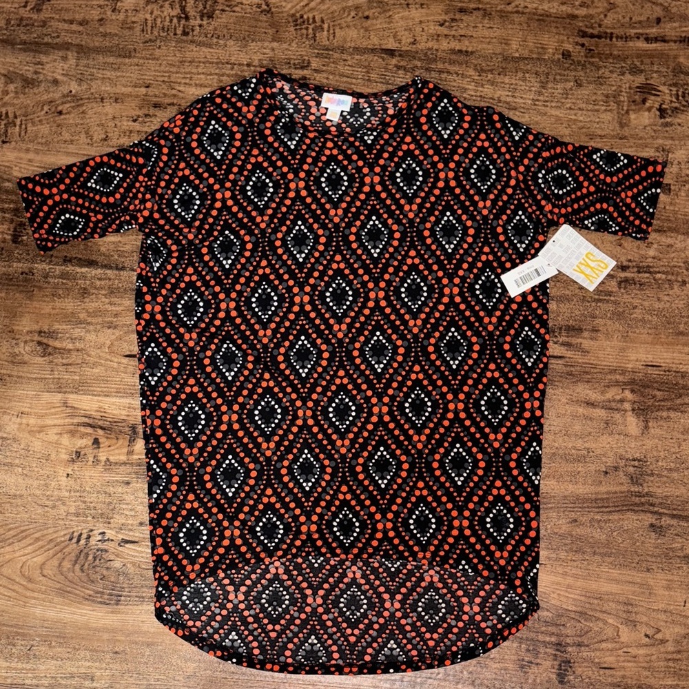 Black and Red Patterned Shirt LuLaRoe Irma